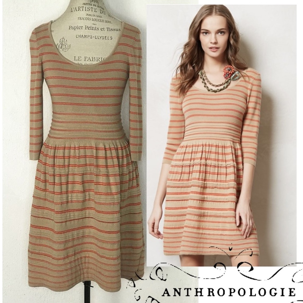 Anthropologie Elodie Sweater Striped Dress By Knitted & Knotted Size M